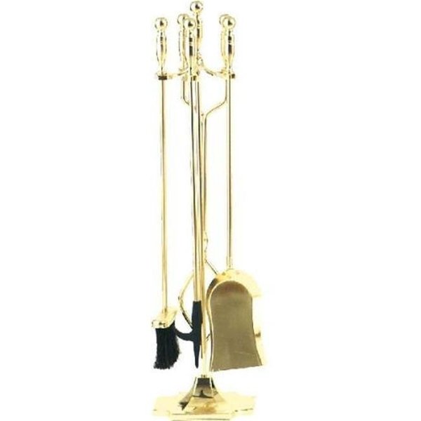 Dagan Dagan 2532 Fireplace Tool Set - Rail on Base; Polished Brass - 5 Piece 2532